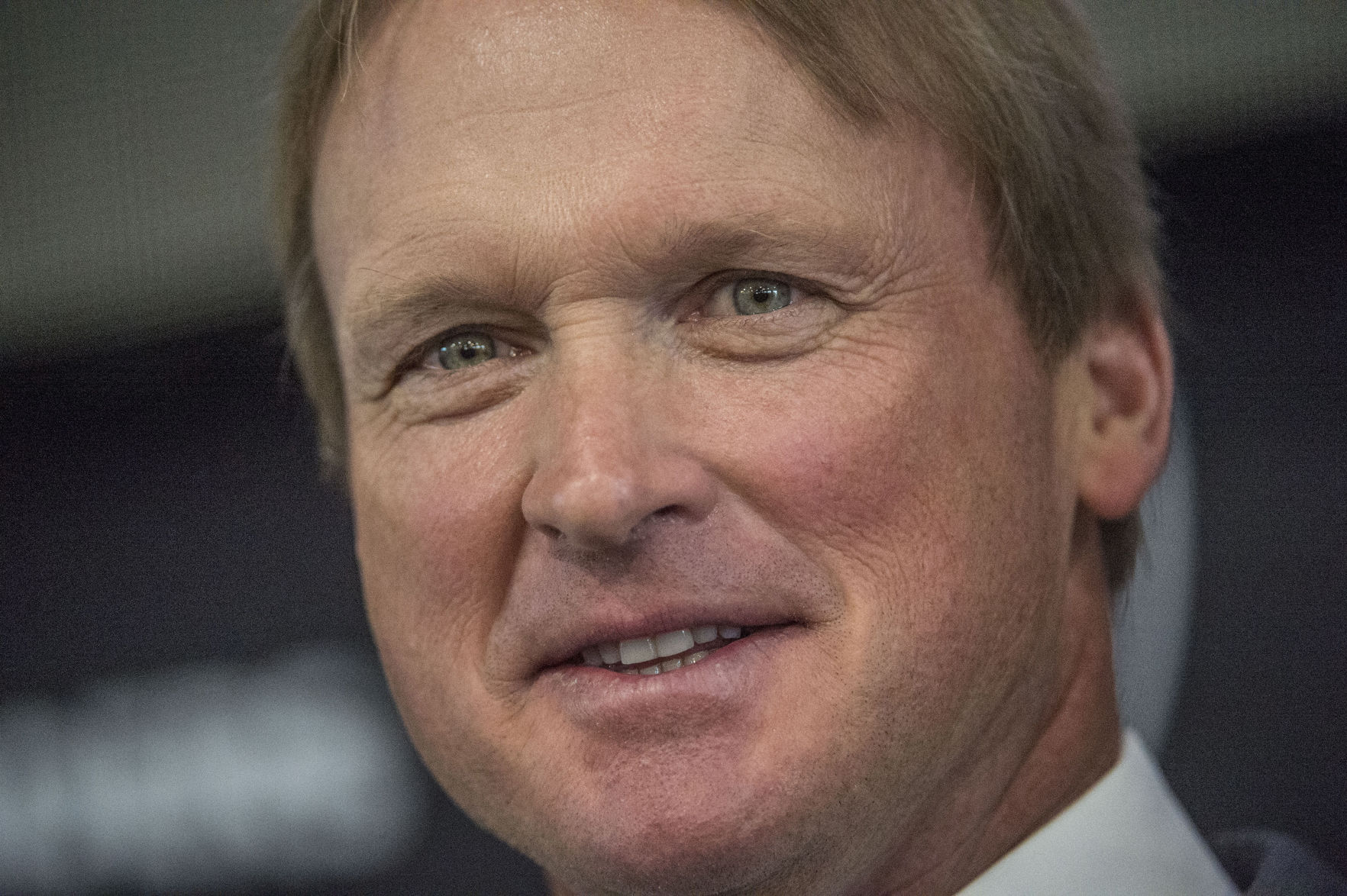 Jon Gruden said it was an emotional time when he was traded to Tampa Bay, but is happy to be back as the Oakland Raiders head coach, on January 9, 2018, in Oakland, Calif. (copy)